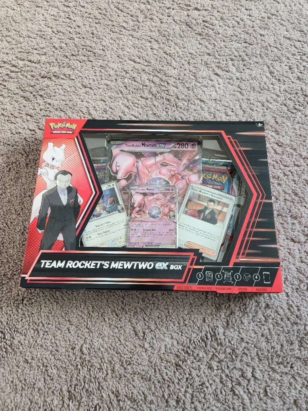 Pokemon Team Rocket's Mewtwo EX Box - Red and Black